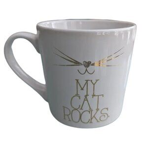 Pier 1 "My Cat Rocks" Extra Large Stoneware Coffee Mug 18 oz Cat Lover Gift